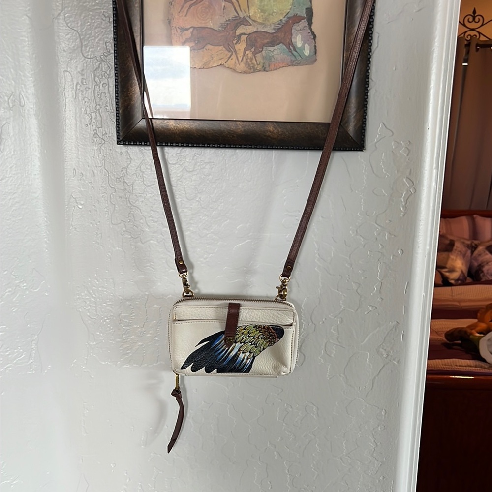 Elliot Lucca Brown and Cream Small Crossbody Bag- detachable long strap
